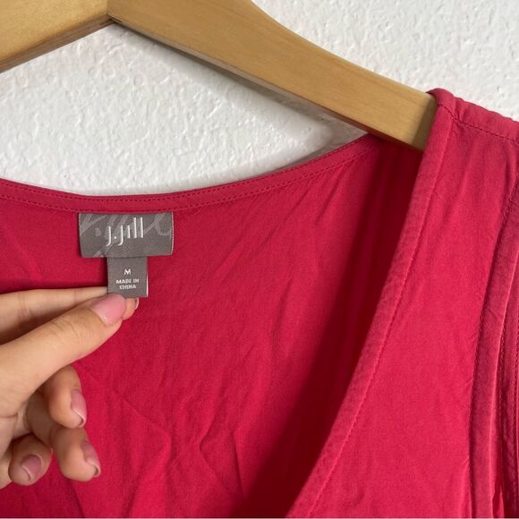 J Jill Maxi Dress Red Button Front Tie Waist Size Medium - Picture 2 of 5